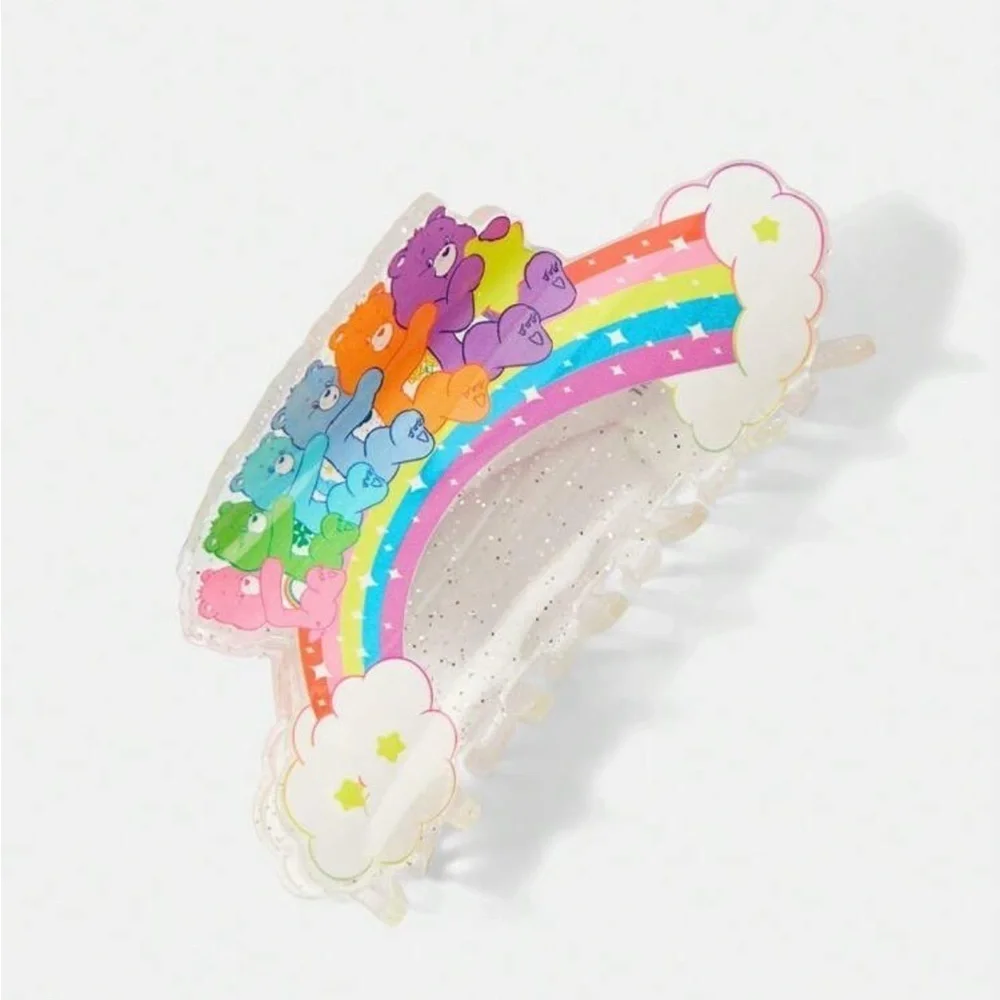 3 For $35 Care Bears Riding On Rainbow Hair Claw Acrylic Hair Clip Accessories